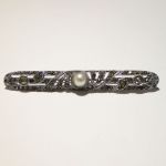 835 Silberbrosche Strass silver brooch art deco pearl perle