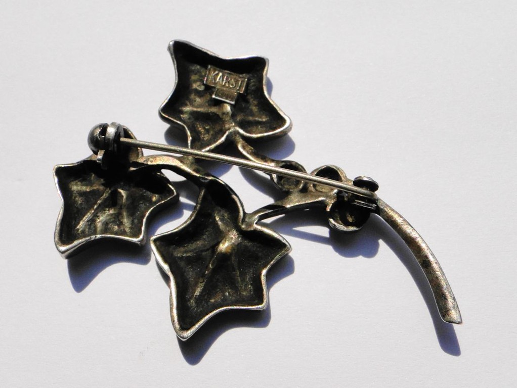 Broche Vintage En Argent 800 - Forme Feuille - Signée Heinrich Karl Pforzheim - Référence Z758 - Occasion