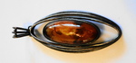 VEB Fischlandschmuck Ostseeschmuck 835 Silber Bernstein Fisch fish silver amber pendant