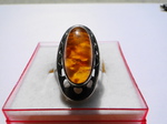 VEB Fischlandschmuck Ostseeschmuck Fingerring Silber 835 Bernstein Fisch fish silver amber
