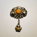 830S J.W. Silber Bernstein - Skonvirke Brosche Dänemark - Jugendstil - art nouveau amber denmark