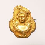 Diolot Brosche brooch vergoldet gold Jugendstil Art Nouveau
