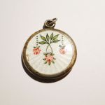 Silberanhänger Medaillon Guilloche Email Rosen Jugendstil - pendant enamel rose art nouveau