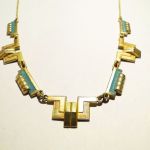 Art Deco Collier vergoldetes Metall + Email
