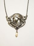 Martin Mayer Mainz 925 sterling silber Silberkette Collier Jugendstil Mädchen Perle Lapis Strass rhinestone art nouveau girl lapislazuli seed perl collar necklace