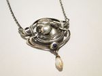 Martin Mayer Mainz 925 sterling silber Silberkette Collier Jugendstil Mädchen Perle Lapis Strass rhinestone art nouveau girl lapislazuli seed perl collar necklace